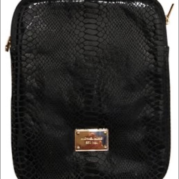 Michael Kors Black Leather Python/ Snakeskin IPad Padded Sleeve - Picture 4 of 4